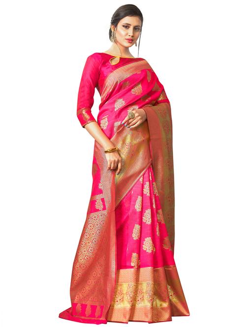 jacquard banarasi saree with blouse - 17557207 - Very Small Image - 1