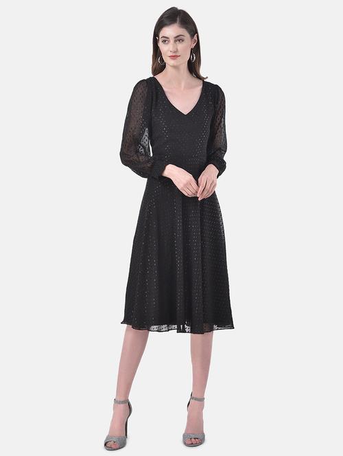 bishop sleeved fit & flare dress - 17557222 - Very Small Image - 1