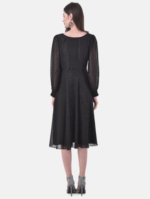 bishop sleeved fit & flare dress - 17557222 - Standard Image - 3