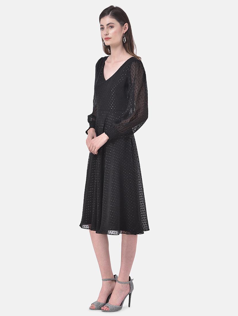 bishop sleeved fit & flare dress - 17557222 - Zoom Image - 2