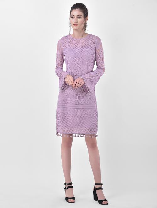 bell sleeved laced a-line dress - 17557233 - Standard Image - 1