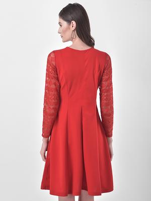 cut work detail fit & flare dress - 17557244 - Standard Image - 3