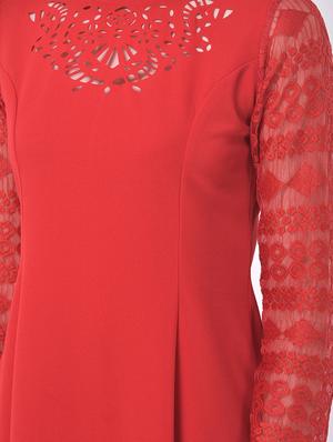 cut work detail fit & flare dress - 17557244 - Standard Image - 5