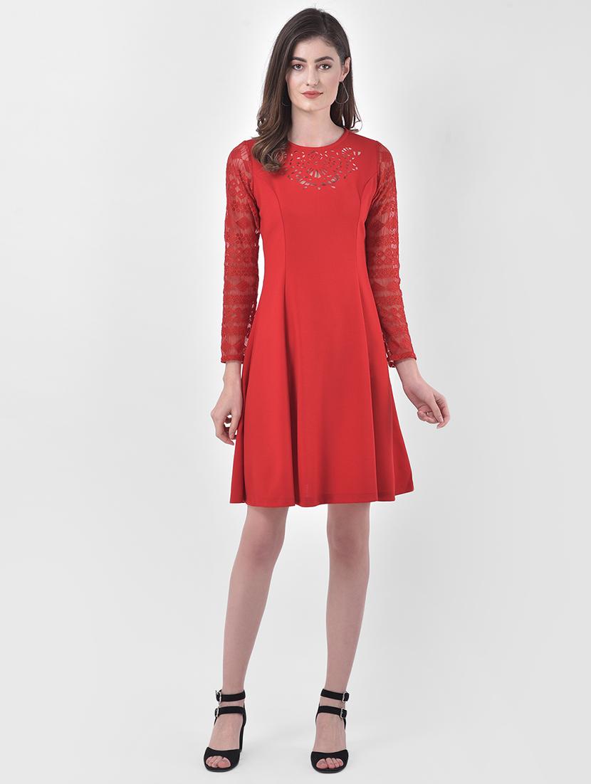 cut work detail fit & flare dress - 17557244 - Zoom Image - 4
