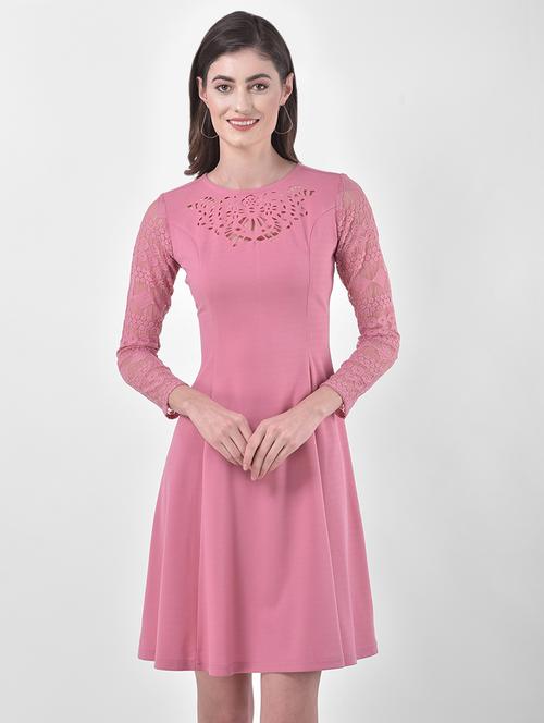 cut work detail fit & flare dress - 17557245 - Standard Image - 1