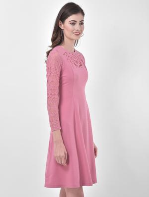 cut work detail fit & flare dress - 17557245 - Standard Image - 2