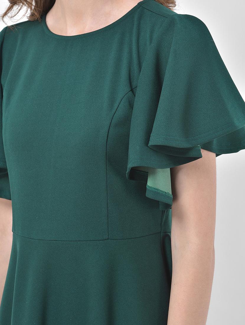 bell sleeved solid fit & flare dress - 17557249 - Zoom Image - 5