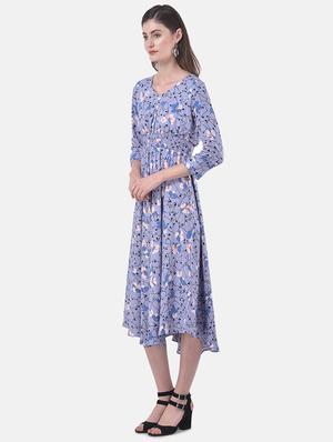 smocked waist abstract fit & flare dress - 17557259 - Standard Image - 2