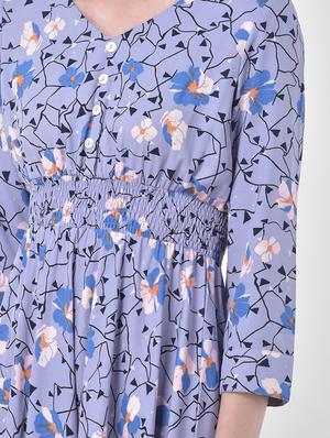 smocked waist abstract fit & flare dress - 17557259 - Standard Image - 4