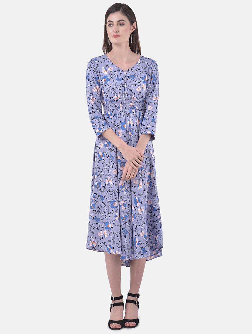 smocked waist abstract fit & flare dress - 17557259 - Zoom Image - 1