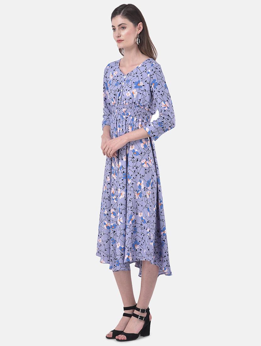 smocked waist abstract fit & flare dress - 17557259 - Zoom Image - 2