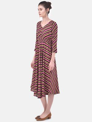 smocked waist striped fit & flare dress - 17557260 - Standard Image - 2