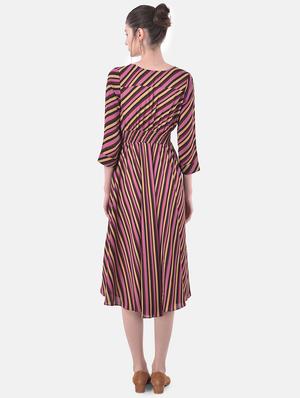smocked waist striped fit & flare dress - 17557260 - Standard Image - 3