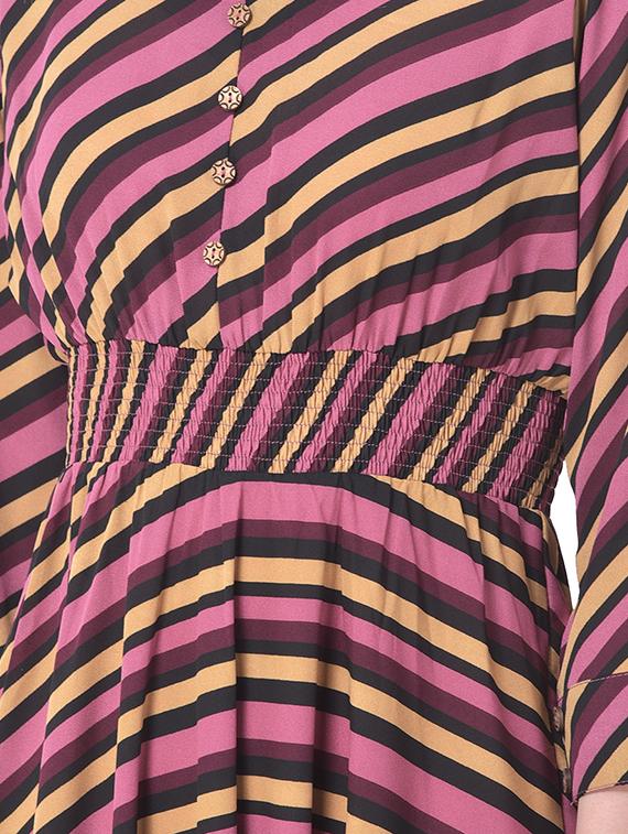 smocked waist striped fit & flare dress - 17557260 - Zoom Image - 4
