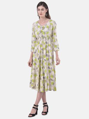 smocked waist printed fit & flare dress - 17557263 - Standard Image - 2