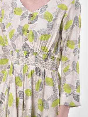 smocked waist printed fit & flare dress - 17557263 - Standard Image - 4