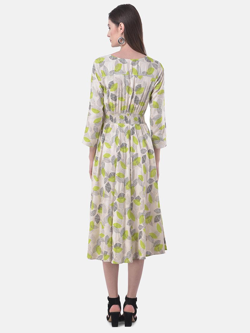 smocked waist printed fit & flare dress - 17557263 - Zoom Image - 3