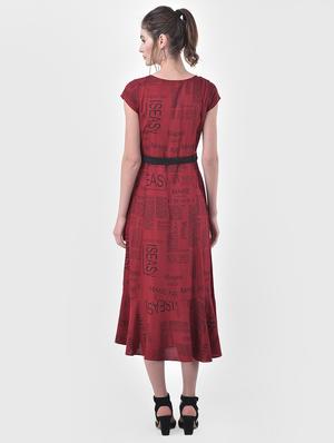 tie front printed a-line dress - 17557264 - Standard Image - 3