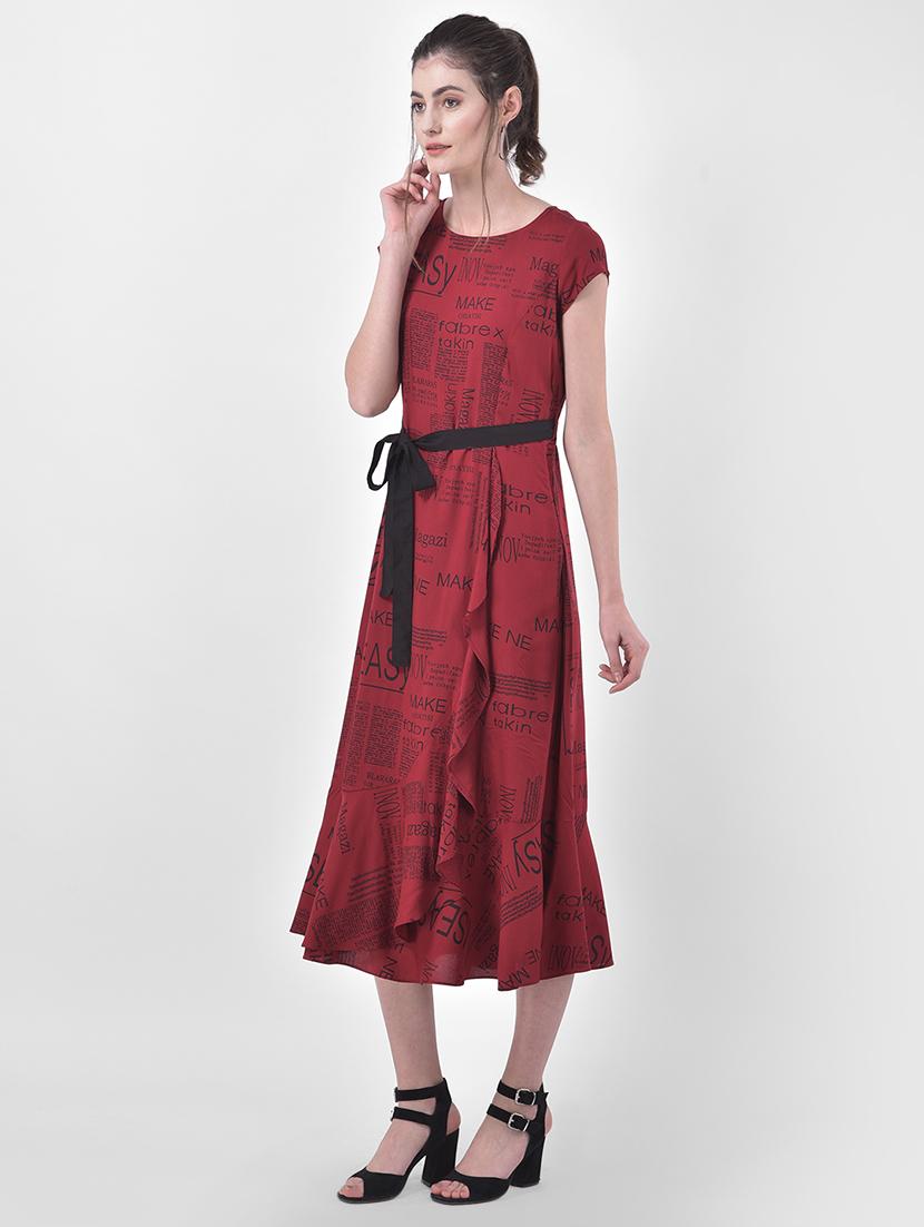 tie front printed a-line dress - 17557264 - Zoom Image - 2