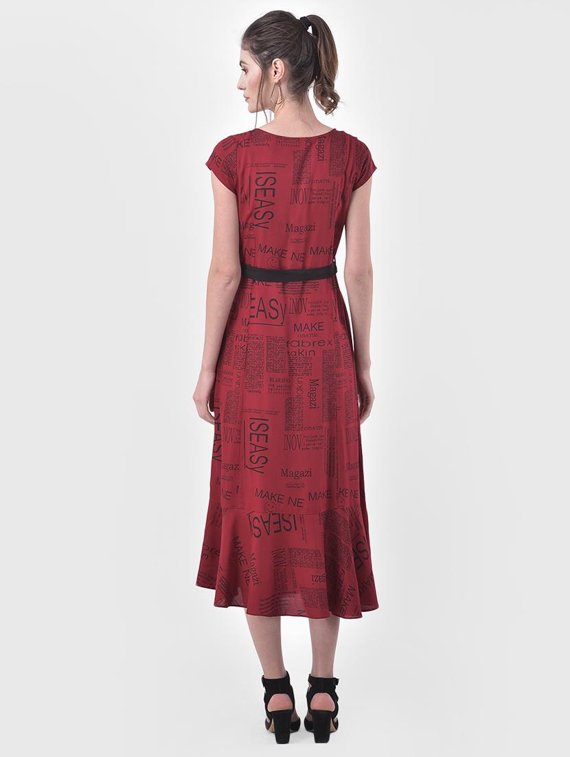 tie front printed a-line dress - 17557264 - Zoom Image - 3