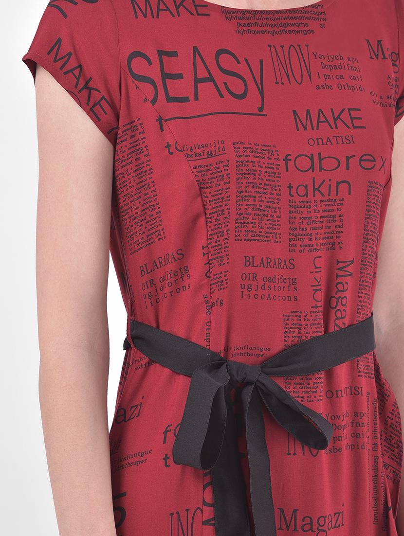 tie front printed a-line dress - 17557264 - Zoom Image - 4