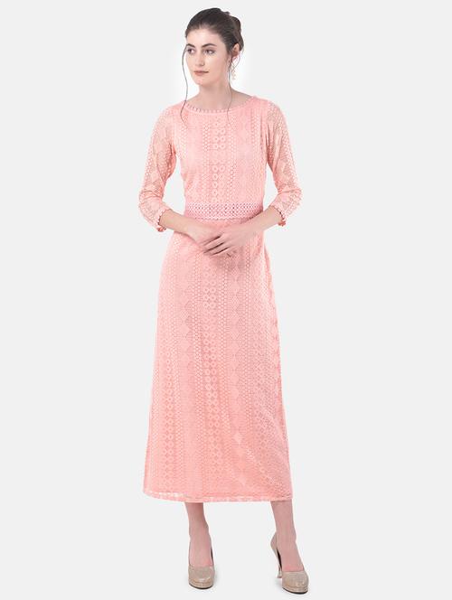 round neck laced maxi dress - 17557269 - Very Small Image - 1