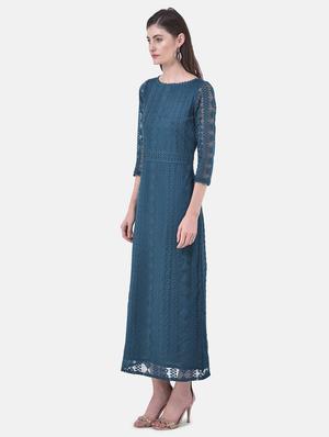 round neck laced maxi dress - 17557270 - Standard Image - 2