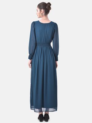 bishop sleeved solid maxi dress - 17557272 - Standard Image - 3