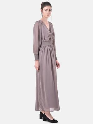 bishop sleeved solid maxi dress - 17557273 - Standard Image - 2