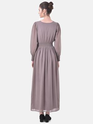 bishop sleeved solid maxi dress - 17557273 - Standard Image - 3