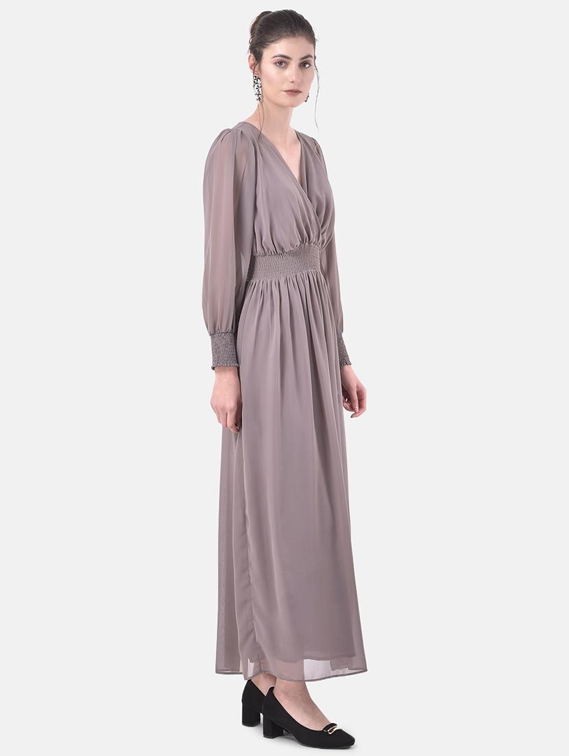 bishop sleeved solid maxi dress - 17557273 - Zoom Image - 2