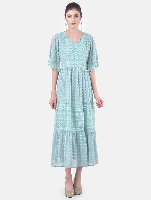 v-neck laced maxi dress - 17557276 - Very Small Image - 1