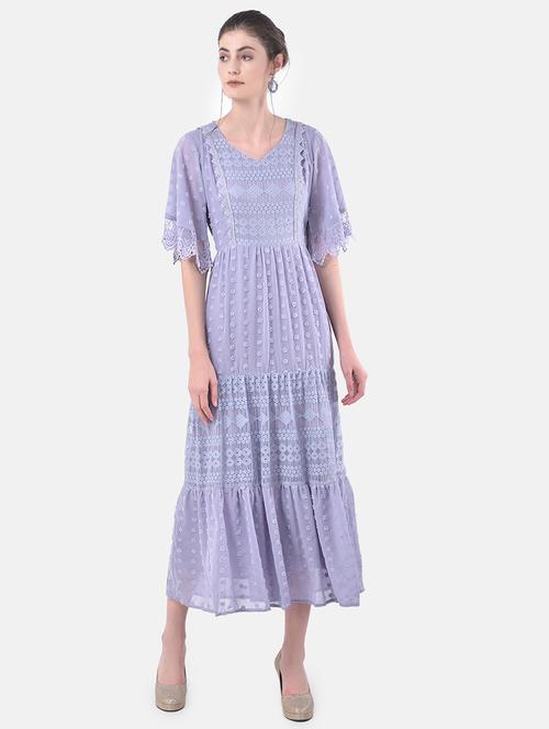 v-neck laced maxi dress - 17557278 - Standard Image - 1