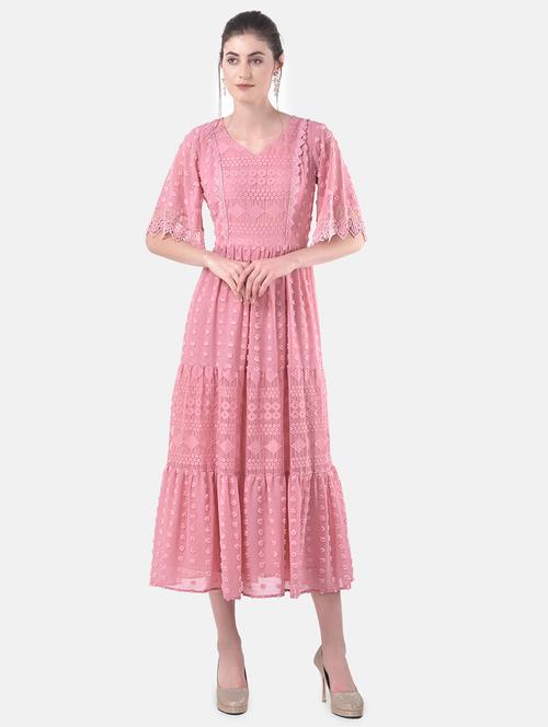 v-neck laced maxi dress - 17557279 - Standard Image - 1