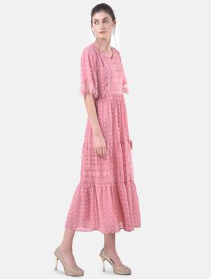 v-neck laced maxi dress - 17557279 - Standard Image - 2