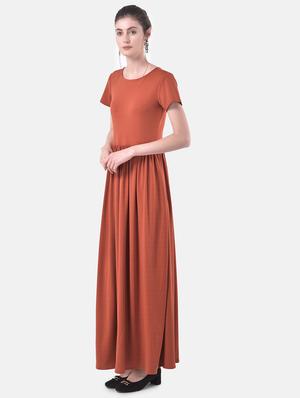 round neck gather detail maxi dress - 17557280 - Standard Image - 2