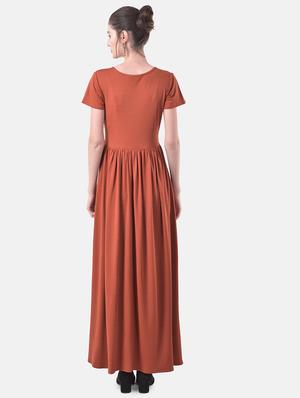 round neck gather detail maxi dress - 17557280 - Standard Image - 3