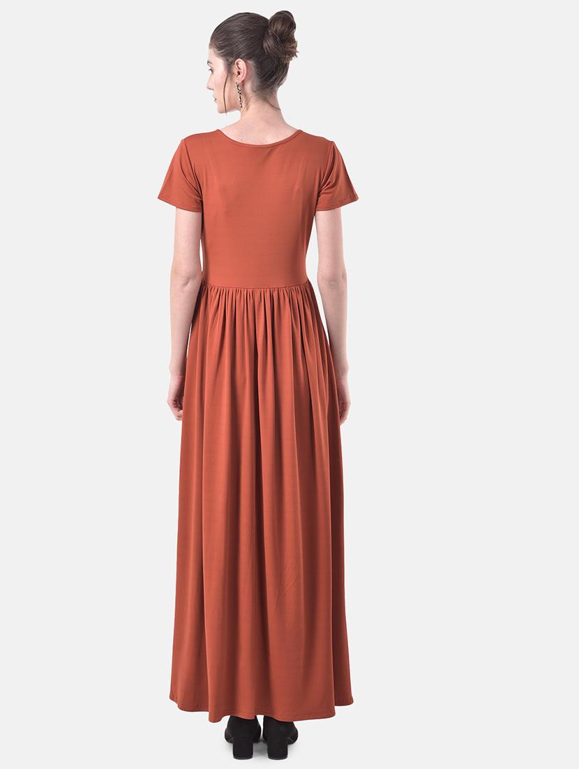 round neck gather detail maxi dress - 17557280 - Zoom Image - 3