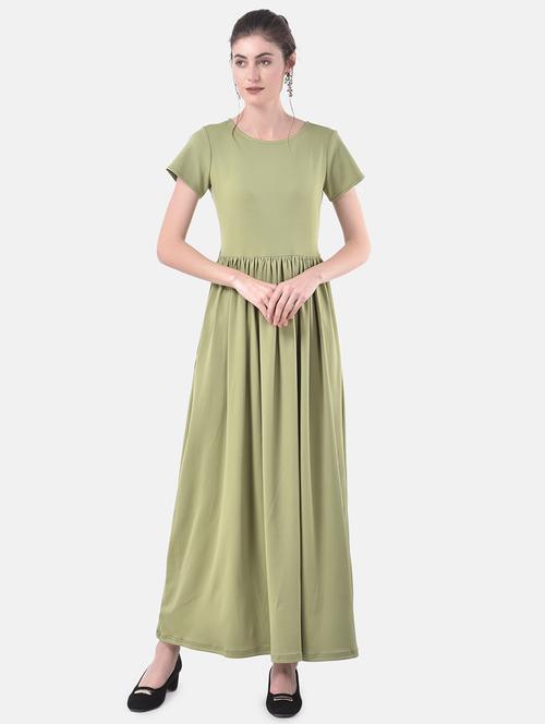 round neck gather detail maxi dress - 17557281 - Standard Image - 1