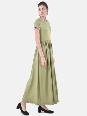 round neck gather detail maxi dress - 17557281 - Standard Image - 2
