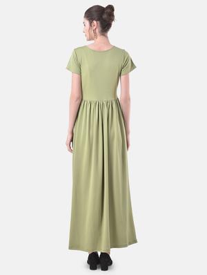 round neck gather detail maxi dress - 17557281 - Standard Image - 3