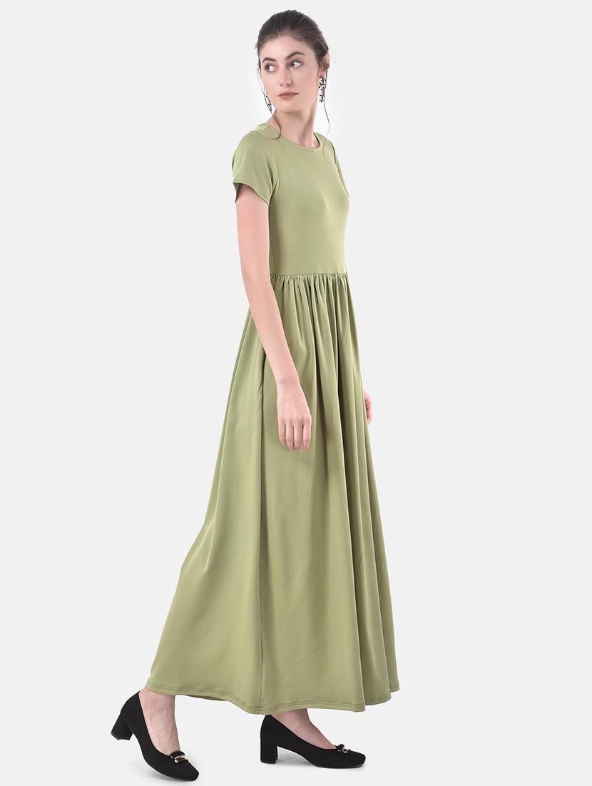round neck gather detail maxi dress - 17557281 - Zoom Image - 2