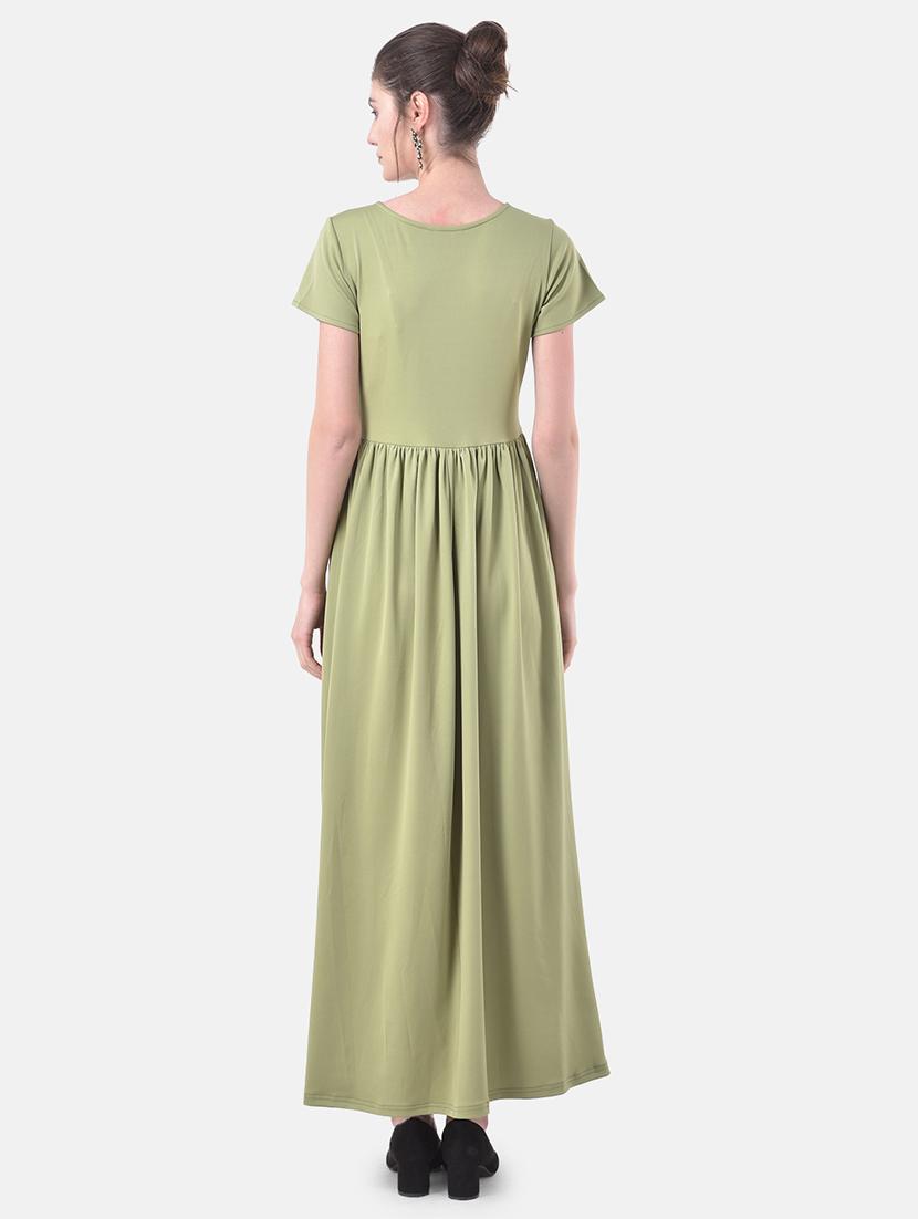 round neck gather detail maxi dress - 17557281 - Zoom Image - 3