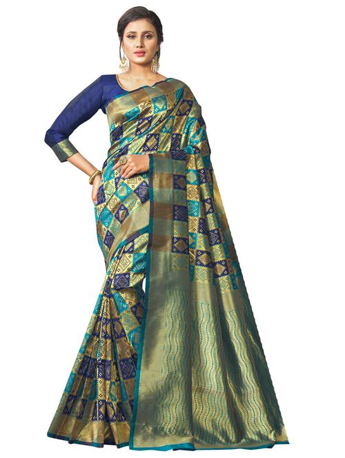 jacquard patola saree with blouse - 17557286 - Standard Image - 1