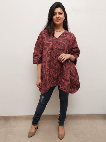 women printed asymettric top - 17557288 - Standard Image - 1