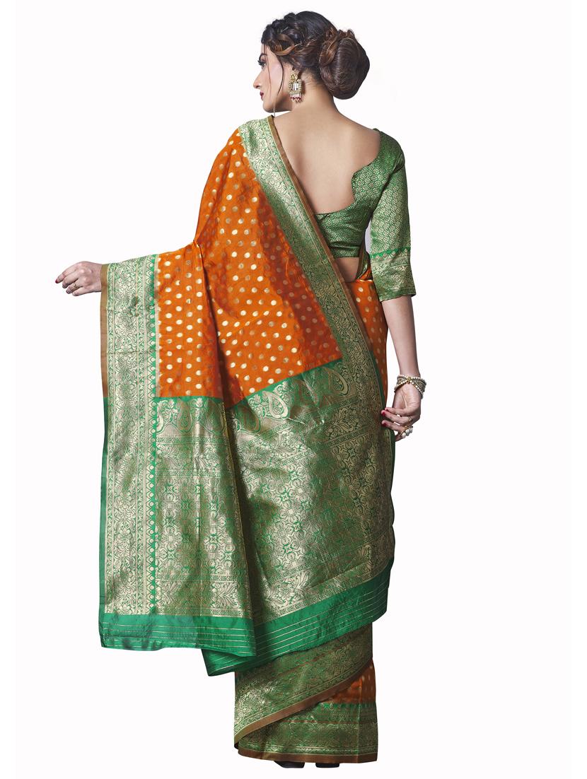 jacquard kanjivaram saree with blouse - 17557294 - Zoom Image - 2