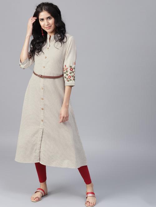 striped a-line kurta - 17557301 - Very Small Image - 1