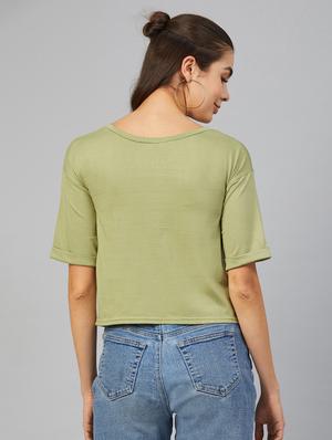 round neck solid crop tee - 17557338 - Standard Image - 3