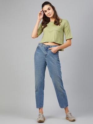 round neck solid crop tee - 17557338 - Standard Image - 4