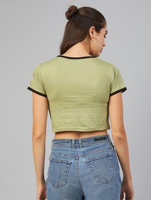 round neck solid crop tee - 17557342 - Standard Image - 3